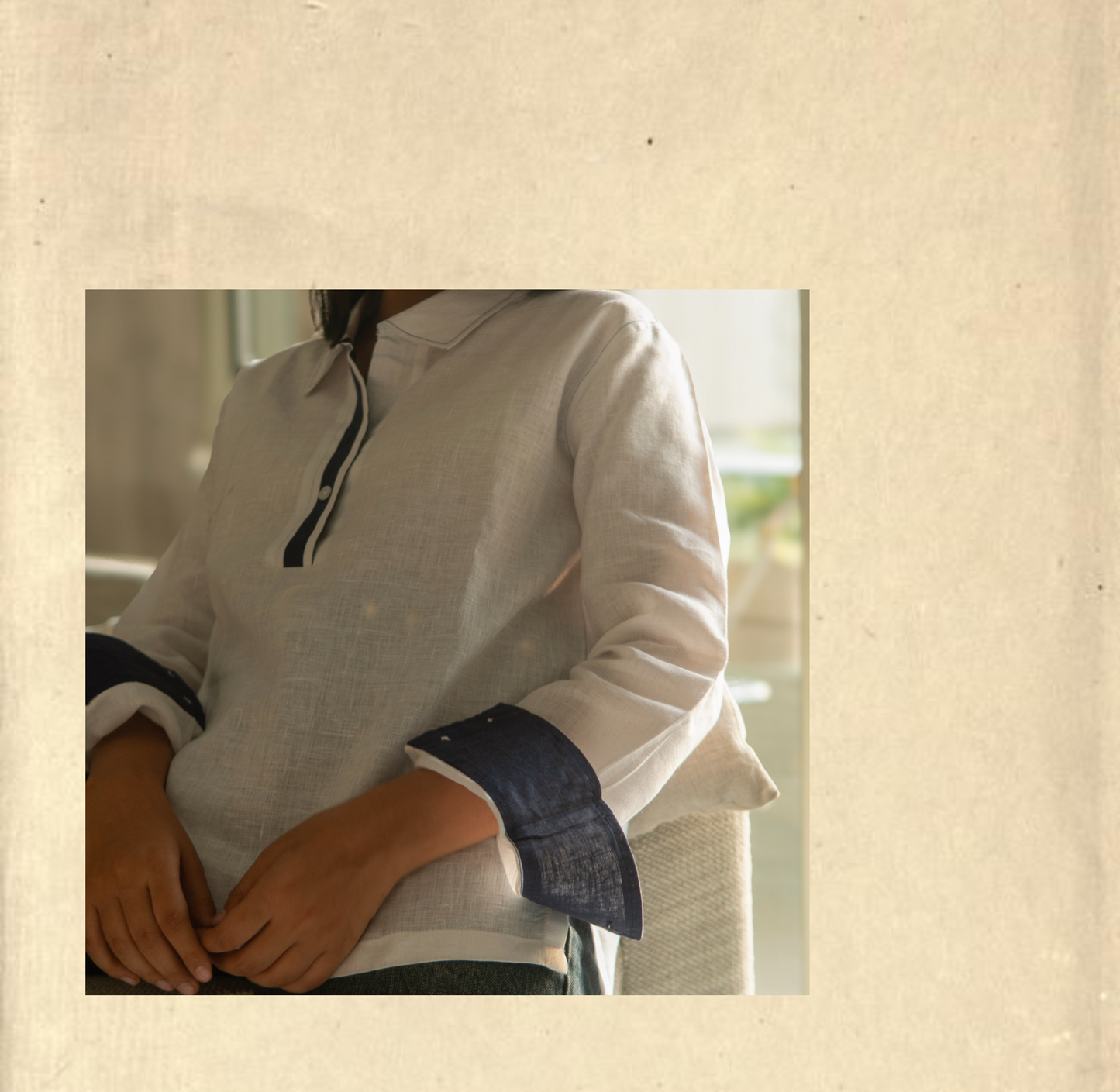 The White Contrast Detail Linen Shirt