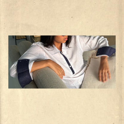 The White Contrast Detail Linen Shirt