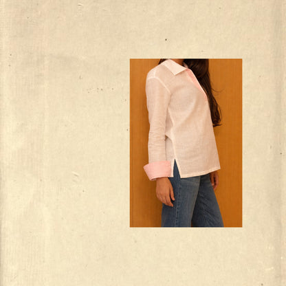 The Pink Contrast Detail Linen Shirt