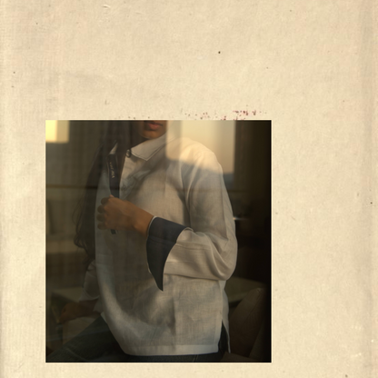 The White Contrast Detail Linen Shirt