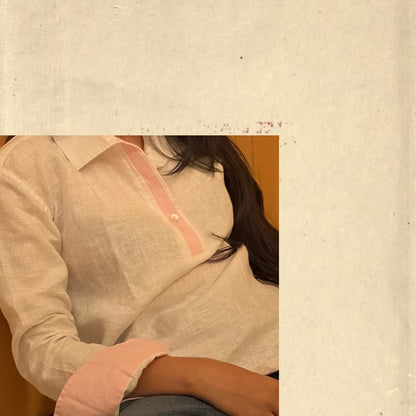 The Pink Contrast Detail Linen Shirt